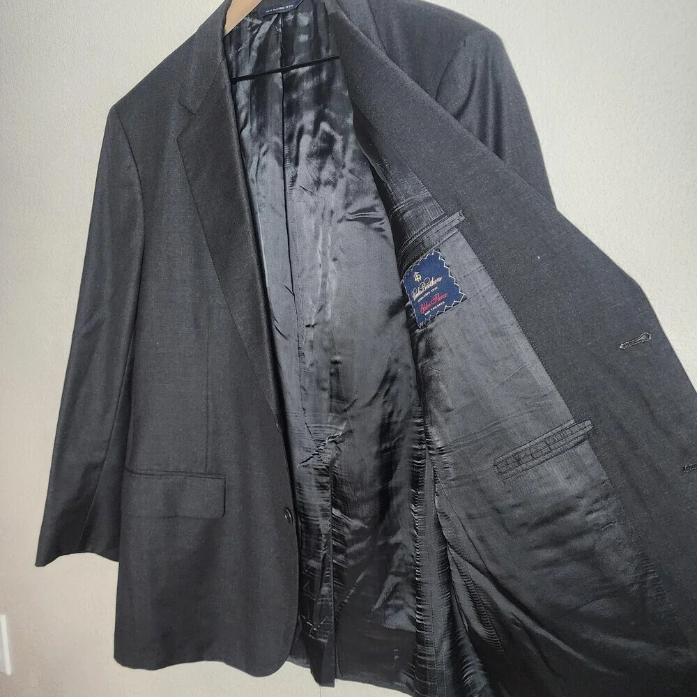 Brooks Brothers Suit Jacket Mens 42 Gray Golden Loro Piana Wool 120s